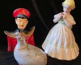 Vintage Asian Man Bust, Southern Belle Mexican Bird Figurines