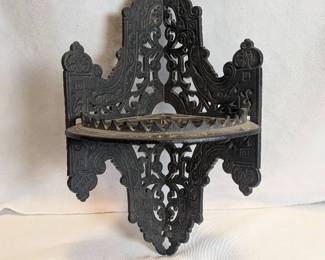 Antique Cast Iron Corner Stove Hearth Shelf
