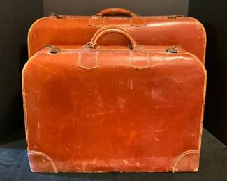 Vintage Double Handled Leather Suitcases