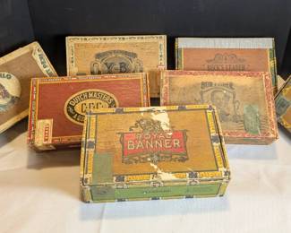 Collection of Vintage Cigar Boxes 
