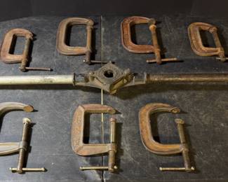 6 Large CClamps  Vintage Pipe Threader