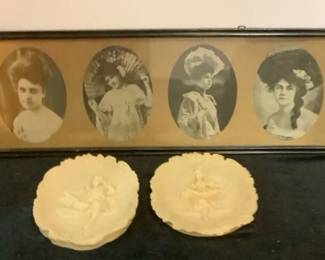 Vintage Pictures In Old Wooden Frame 3D Pinkie  Blue Boy Plaques 