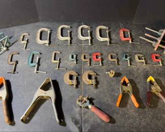 18 CClamps, 3 Small Bench Clamps, Spring Clamps  More
