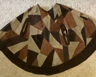 Vintage Homemade Scrap Leather Poncho 