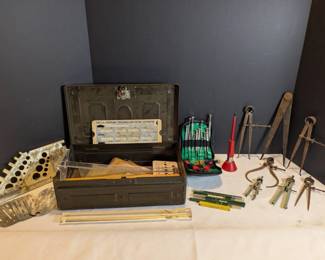 Vtg Drafting Tools Including Precision Point Pencil Sharpener 
