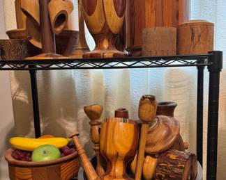 Hand made routed wooden items by local artist