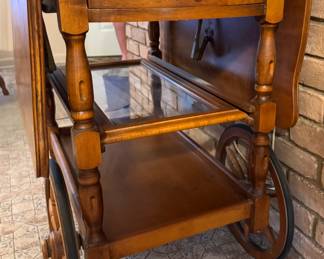 Vintage Mahogany Drop-leaf Hostess Cart with removable tray