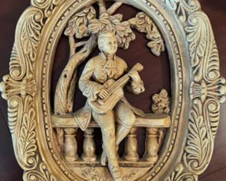 Vintage Chalkware Victorian wall plaque