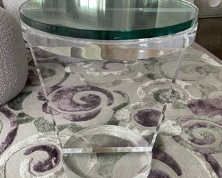 ROUND GLASS TOP ACRYLIC END TABLE