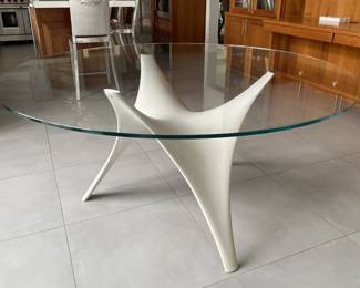 ROUND GLASS TOP MOLTENI & C ARC DINING TABLE