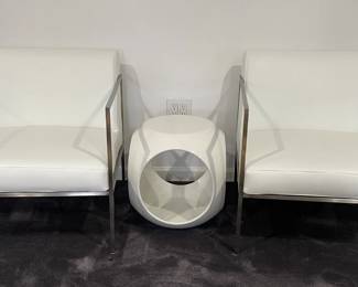 PR OF LEATHER DELANO OFFICE LOUNGE CHAIRS