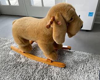 SOMERSAULT PLUSH ROCKING DOG CHILDREN'S WOOD ROCKER
