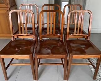 EMECO COPPER TONE METAL DINING CHAIRS
