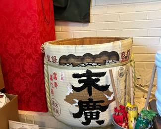 Sake barrel; Japanese parasols