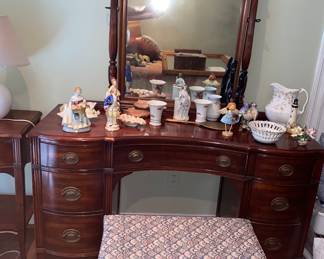Antique vanity and bench