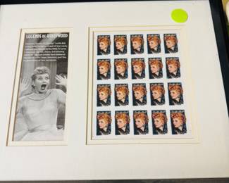 Framed set of Lucille Ball stamps