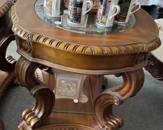 Pair of glass topped end tables