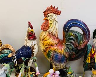 Collection of roosters and chickens