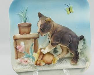 Handpainted Napco ceramic wall hanging