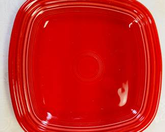 FIESTA square handle serving HOSTESS VEGI/CHIP tray PLATE scarlet red