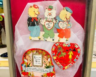 Vintage valentines in shadowbox