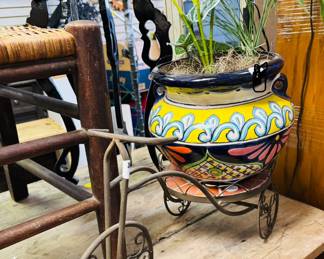 Bicycle planter with bamboo