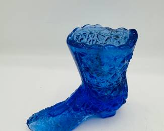 Vintage Fenton Blue Daisy and Button Boot