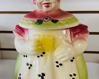 Vintage lady in apron cookie jar