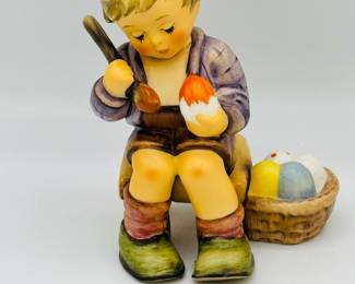 Hummel Figurine Boy Painting Eggs Goebel Germany Vintage