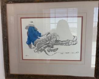 Martin Goldman (20th C) pen and ink drawing with gouache, 1980, 20 1/4" x 24" framed