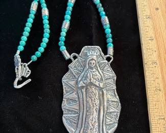 Claire L. Haye (Claireworks) sterling and turquoise 'Our Lady of Guadalupe' 22/50