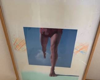 1984 Los Angeles Olympics poster, signed by April Greiman and Jayme Odgers, 38" x 26" framed