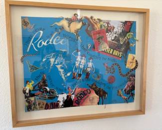 Foster Hurley 'Rodeo' mixed media (hand cut Canson pastel paper, sinew, opossum bones, collage), 25 1/2" x 19 1/2"