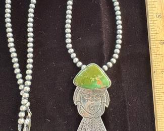 Ron Wesley sterling and turquoise pendant/pin