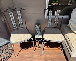 Tile work patio mini table and chairs: $120.00