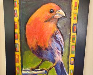 Robert Schlegel {Portland Artist} " Red Bird" ~ oil on canvas (29"l x 19.5" art): $3,000.00