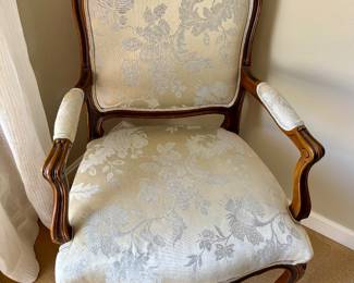 French Louis XV style light green damask arm chair (2 available): $800.00 pair