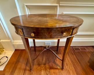 PAIR of Maitland-Smith oval side tables with drawer