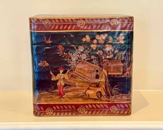 Ornately decorated wooden box