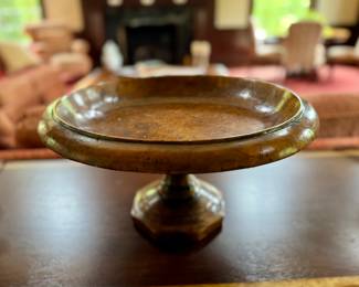 Urban Country burled wood carved pedestal bowl