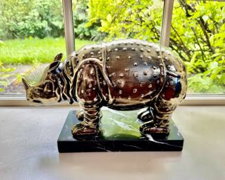 Metal Rhino statue