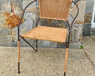 Set of 4 MCM style wrought iron stacking chairs