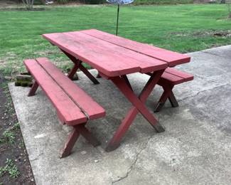 Wooden picnic table