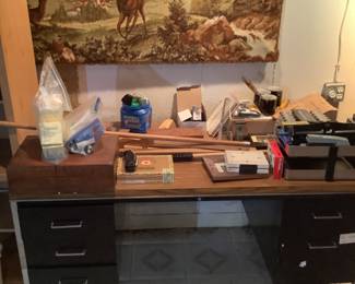 Metal desk and outdoor textile picture