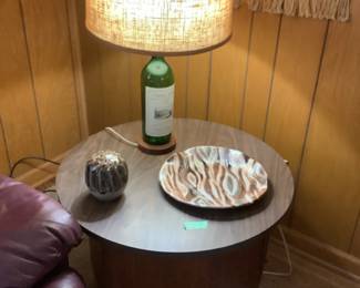 Round end table and bottle lamp