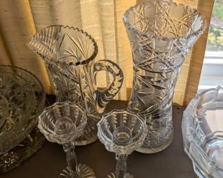 Lead Crystal Vase - Pitcher - Candle Holders