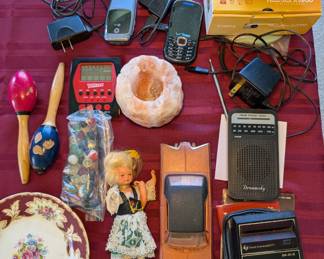 Older Cell Phones - Digital Camera - Vintage TI Calculator - Handheld Radio