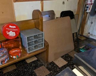 Samsonite Card Table & Chairs - Church Pew - Metal Tins