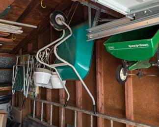 Folding Chairs - Hanging Pots - Wheel Barrow - Fertilizer Spreader - Wooden Ladder