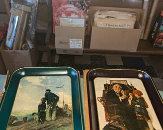 Vintage Norman Rockwell Doctor & Doll metal trays